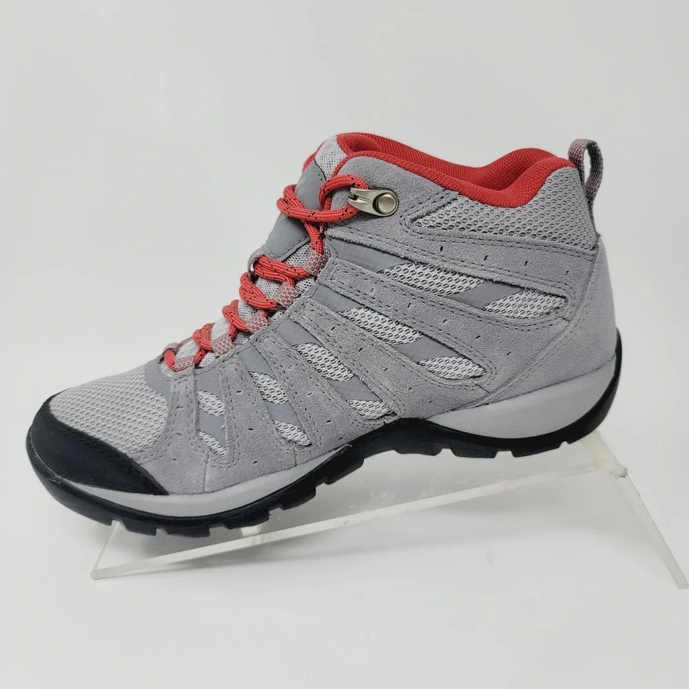 columbia womens hiking boots Size 6.5 M Gray Red Waterproof BLO833-088